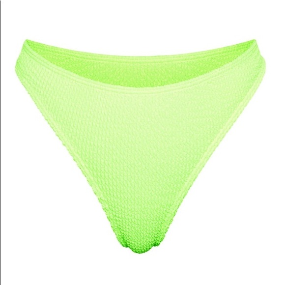 NWT NEON LIME PLT CRINKLE THONG BIKINI BOTTOMS - Picture 5 of 6